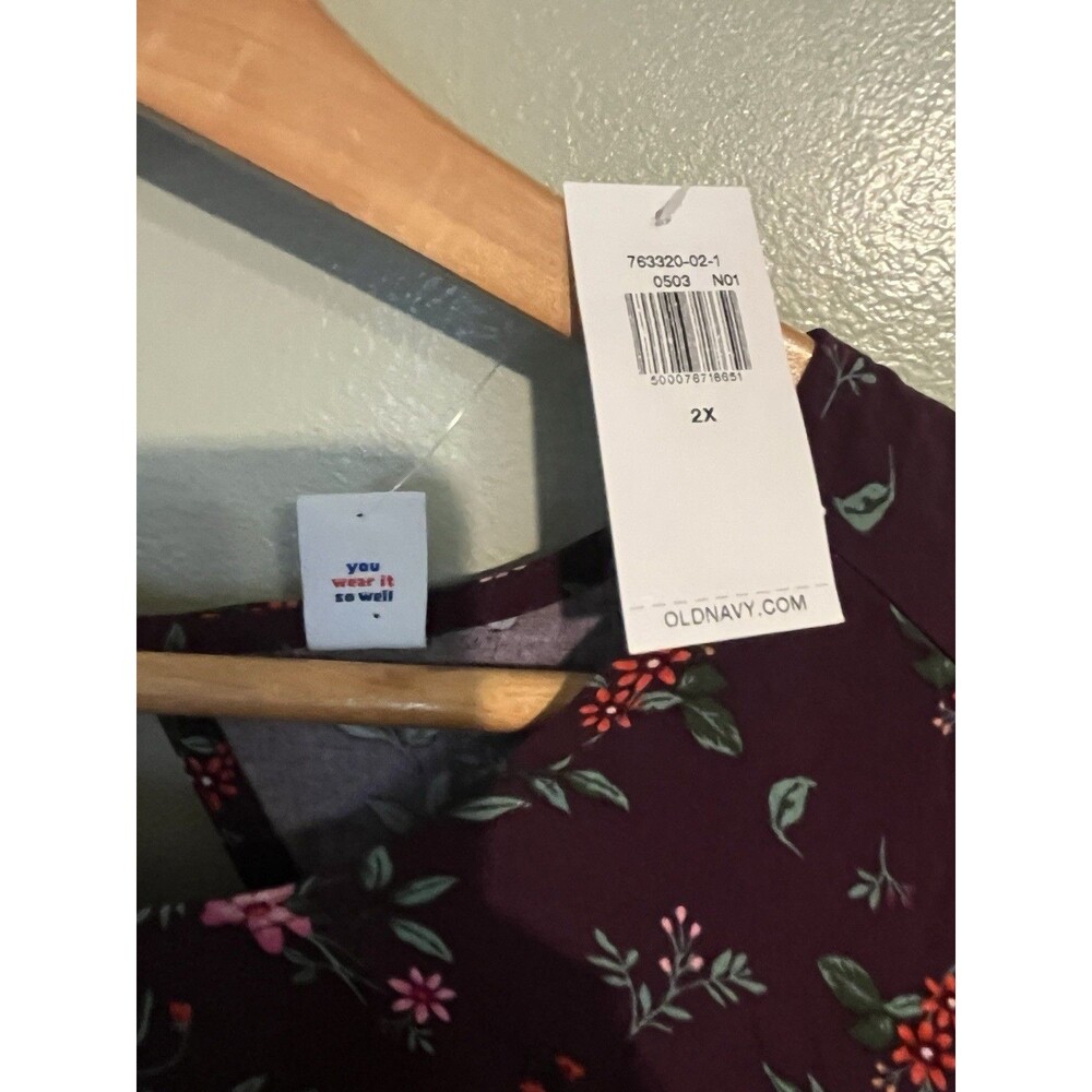 Old Navy Purple Floral Smocked Open Back Maxi Dress Purple 2X NWT - Picture 8 of 14